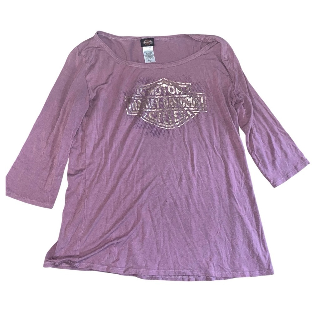 Harley Davidson Women's Mauve 3/4 Sleeve Scoop Neck T-Shirt